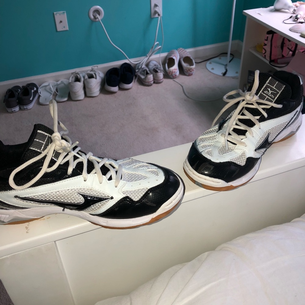 White and black volleyball shoes